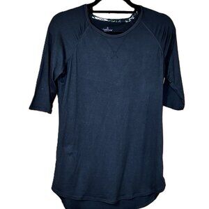 Cuddl Duds Smart Comfort Women's XS Black Raglan 3/4 Sleeve T-Shirt Floral Trim